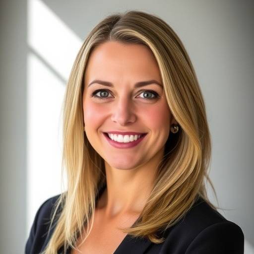 Sarah Miller, Corporate Video Specialist at Emberglow Studios, looking confident